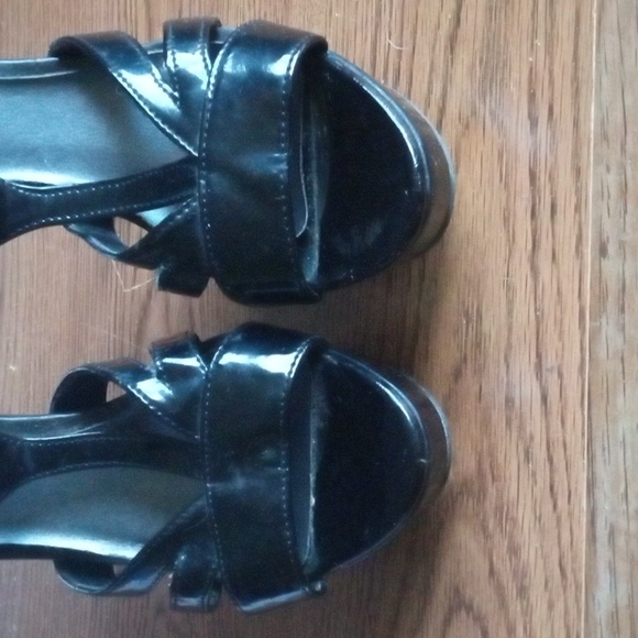 CANDIES BLACK OPEN TOE ZIP BACK STILETTOS 7.5 BLACK - Picture 2 of 7